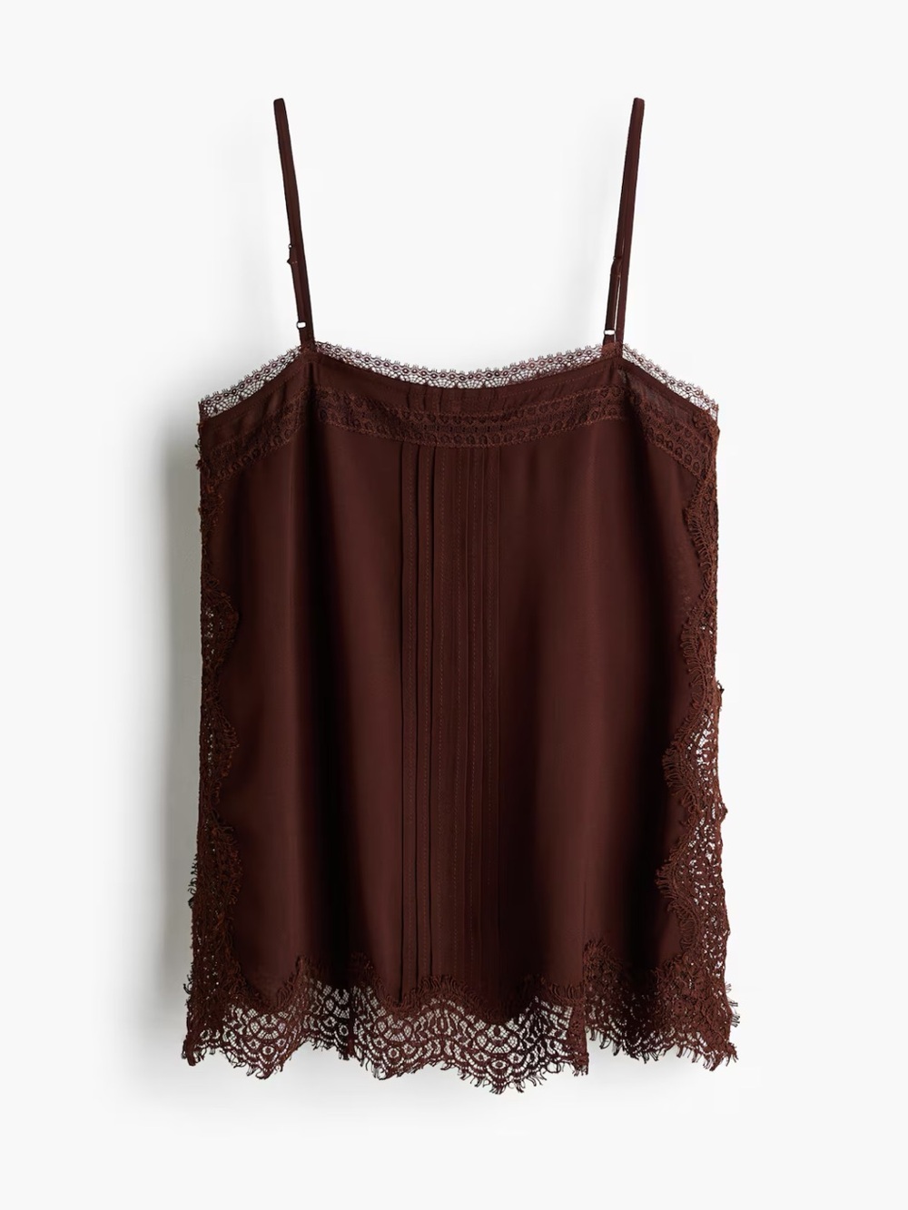 Lace-Trim Brown Camisole Top